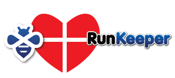 The Beeminder logo and a heart and the RunKeeper logo