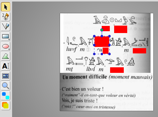 Hieroglyphics and transliteration with portions hidden