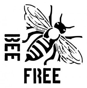 a bee with the inscription 'bee free'