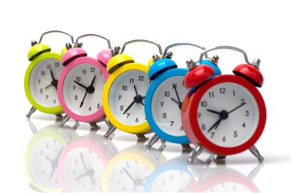 A series of alarm clocks