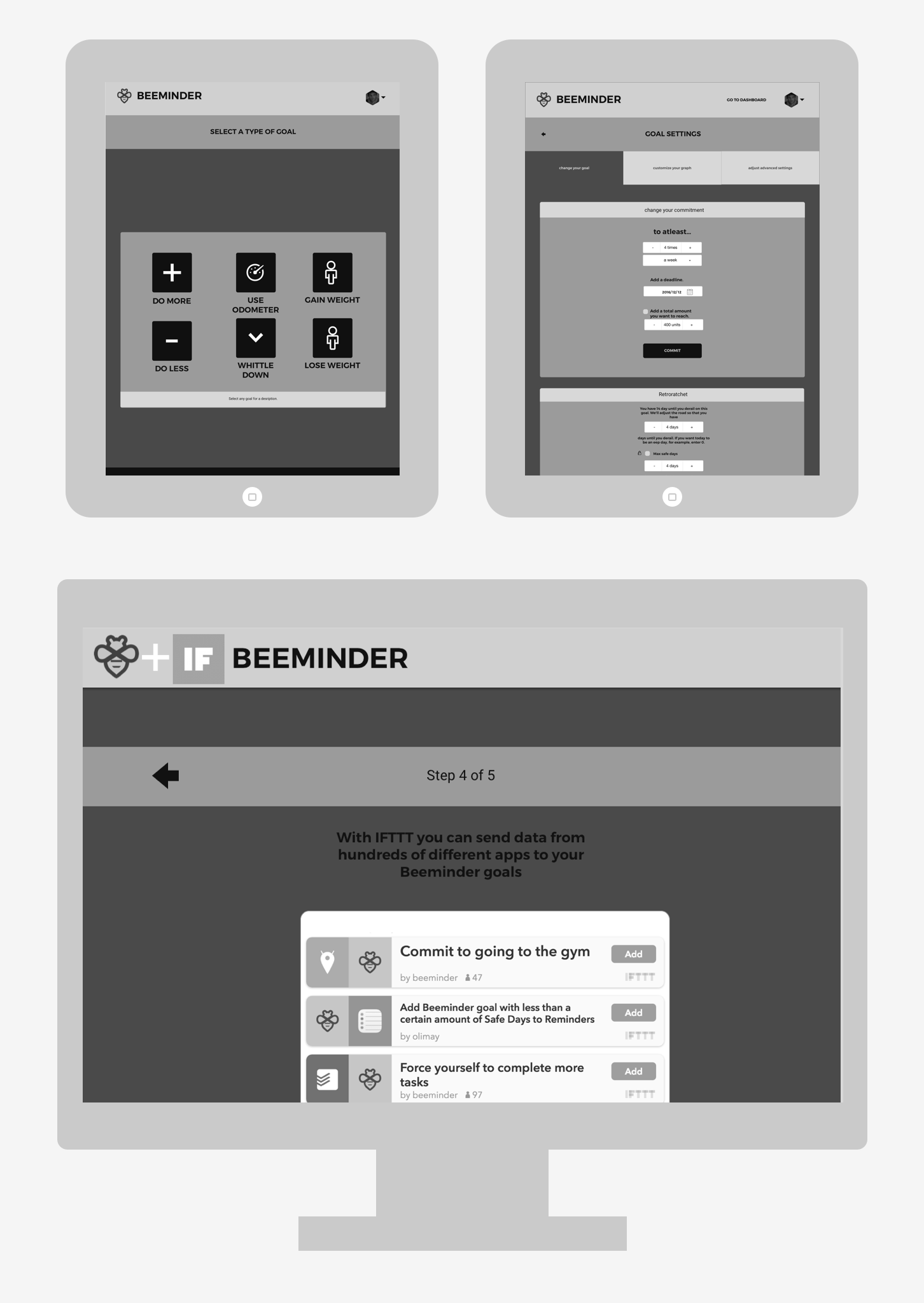 Wireframes for tablets