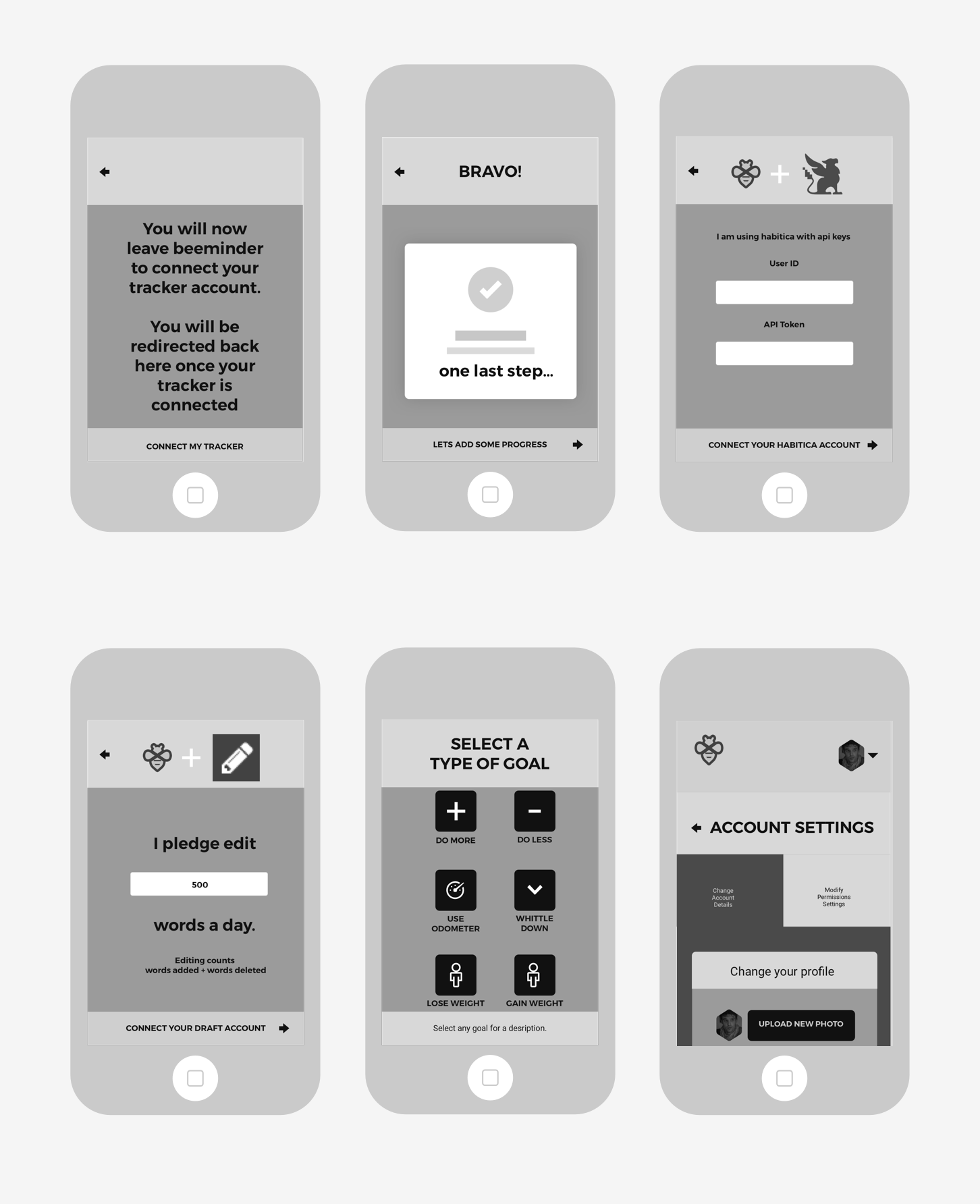 Wireframes for mobile
