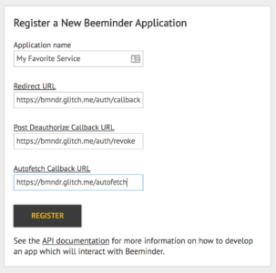 example of registering an app