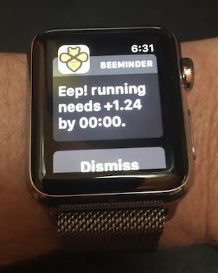 Apple Watch showing a Beeminder alert