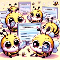 Bees looking at screens with URLs on them