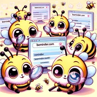 Bees looking at screens with URLs on them