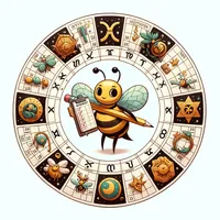 Bee with to-do list and signs of the zodiac