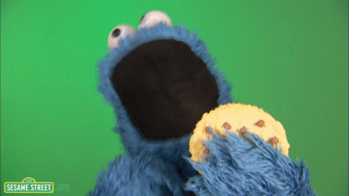 Cookie Monster cookie monstering a cookie