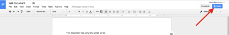 Google Docs: where to find 'share' button