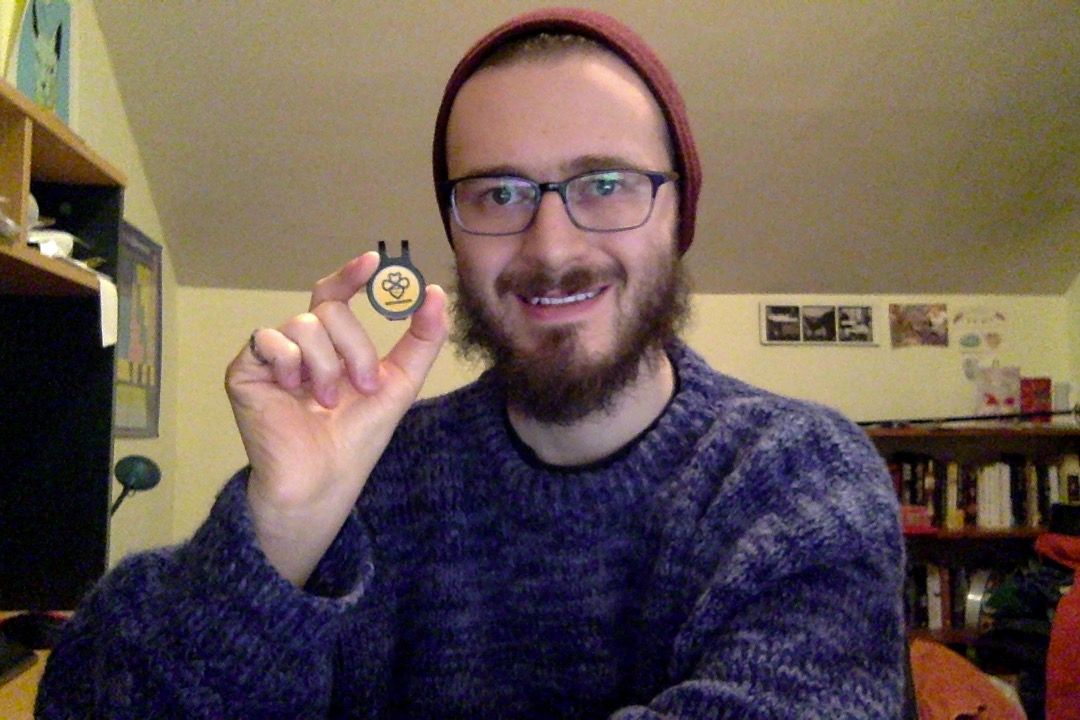 Zach with the Beeminder-branded button