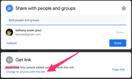 Google Docs: how to share with Beebot instead of people