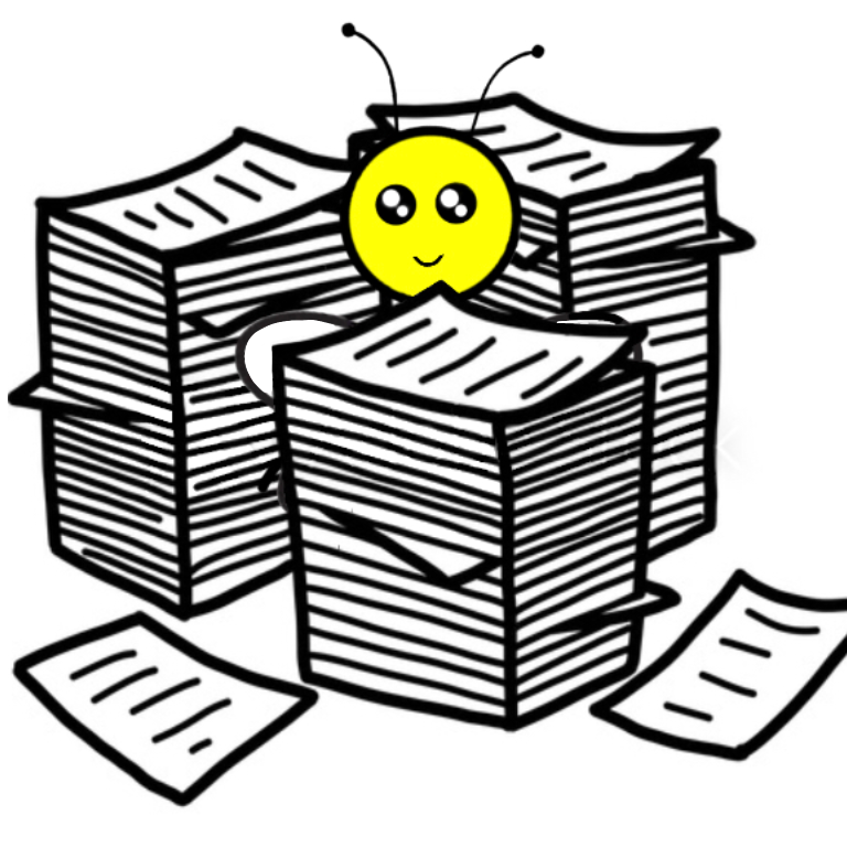 A bee swimming in documents