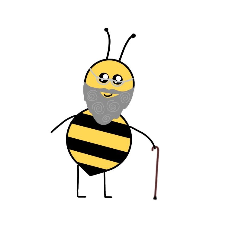 An old bee with a cane