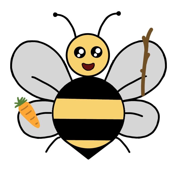 A bee holding a carrot (down) and a stick (up)