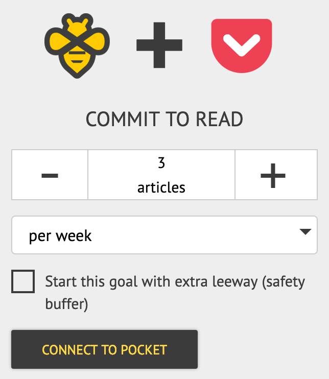Screenshot of the interface for picking your Pocket commitment on Beeminder