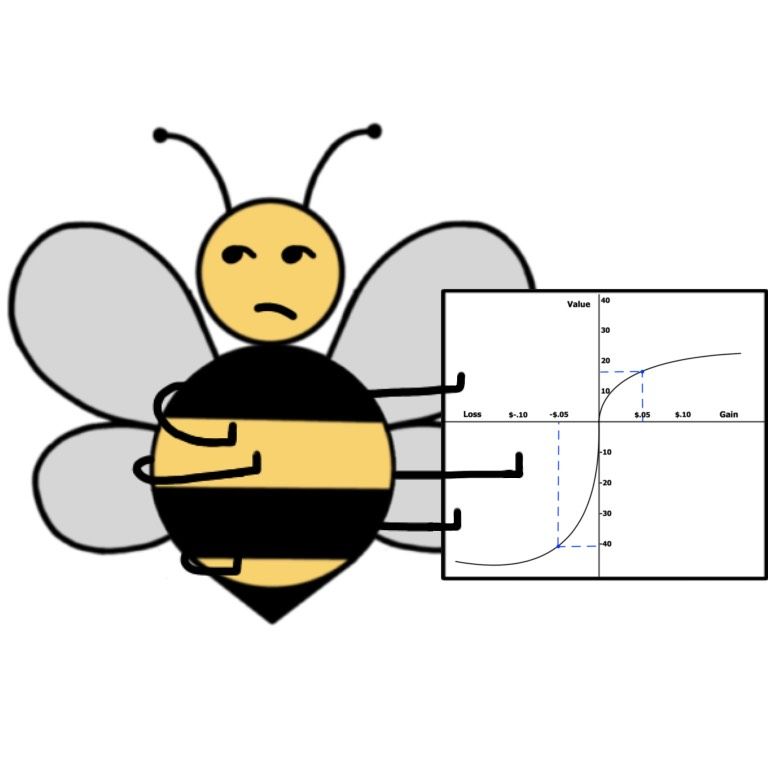A bee rejecting a graph depicting loss aversion