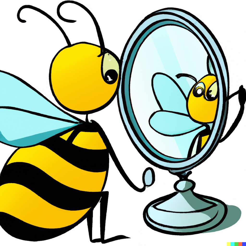 A bee looking in the mirror
