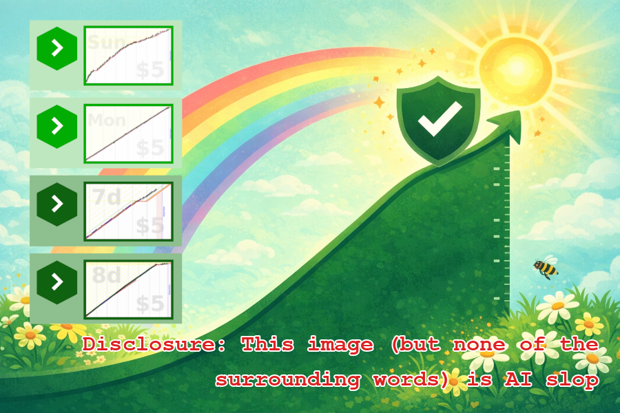 Some Beeminder graphs and a rainbow and a green shield